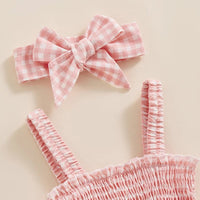 Pastel Gingham Onesie and Bow - The Ollie Bee