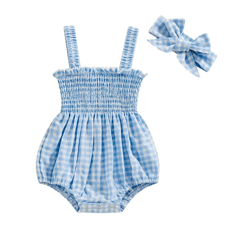 Pastel Gingham Onesie and Bow - The Ollie Bee