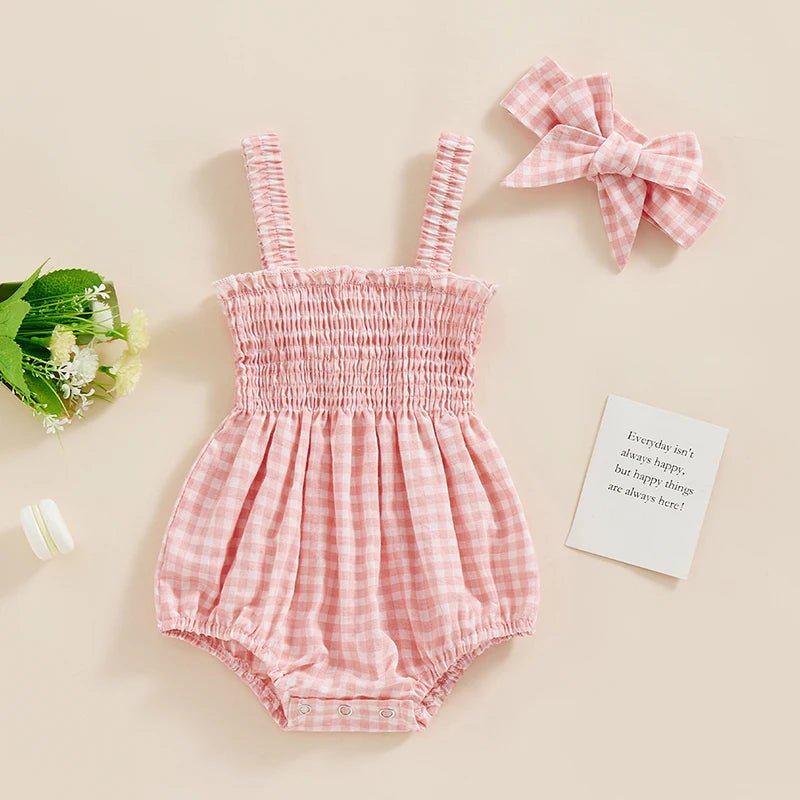 Pastel Gingham Onesie and Bow - The Ollie Bee