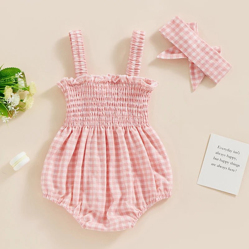 Pastel Gingham Onesie and Bow - The Ollie Bee