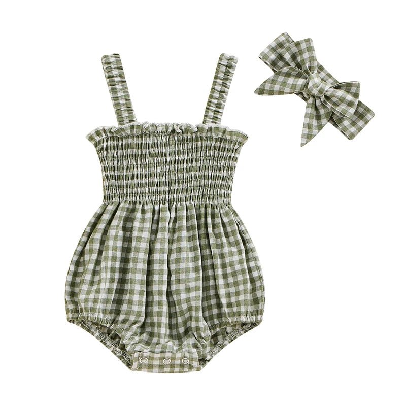 Pastel Gingham Onesie and Bow - The Ollie Bee