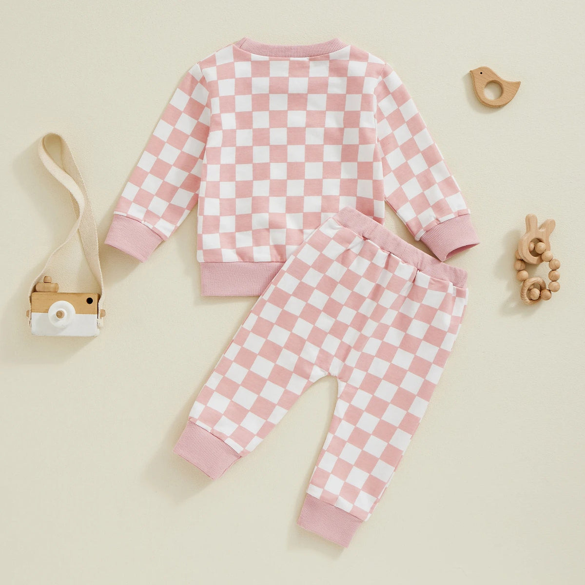 Pink Checkers Sweatsuit - The Ollie Bee