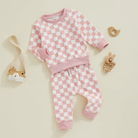 Pink Checkers Sweatsuit - The Ollie Bee