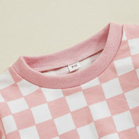 Pink Checkers Sweatsuit - The Ollie Bee