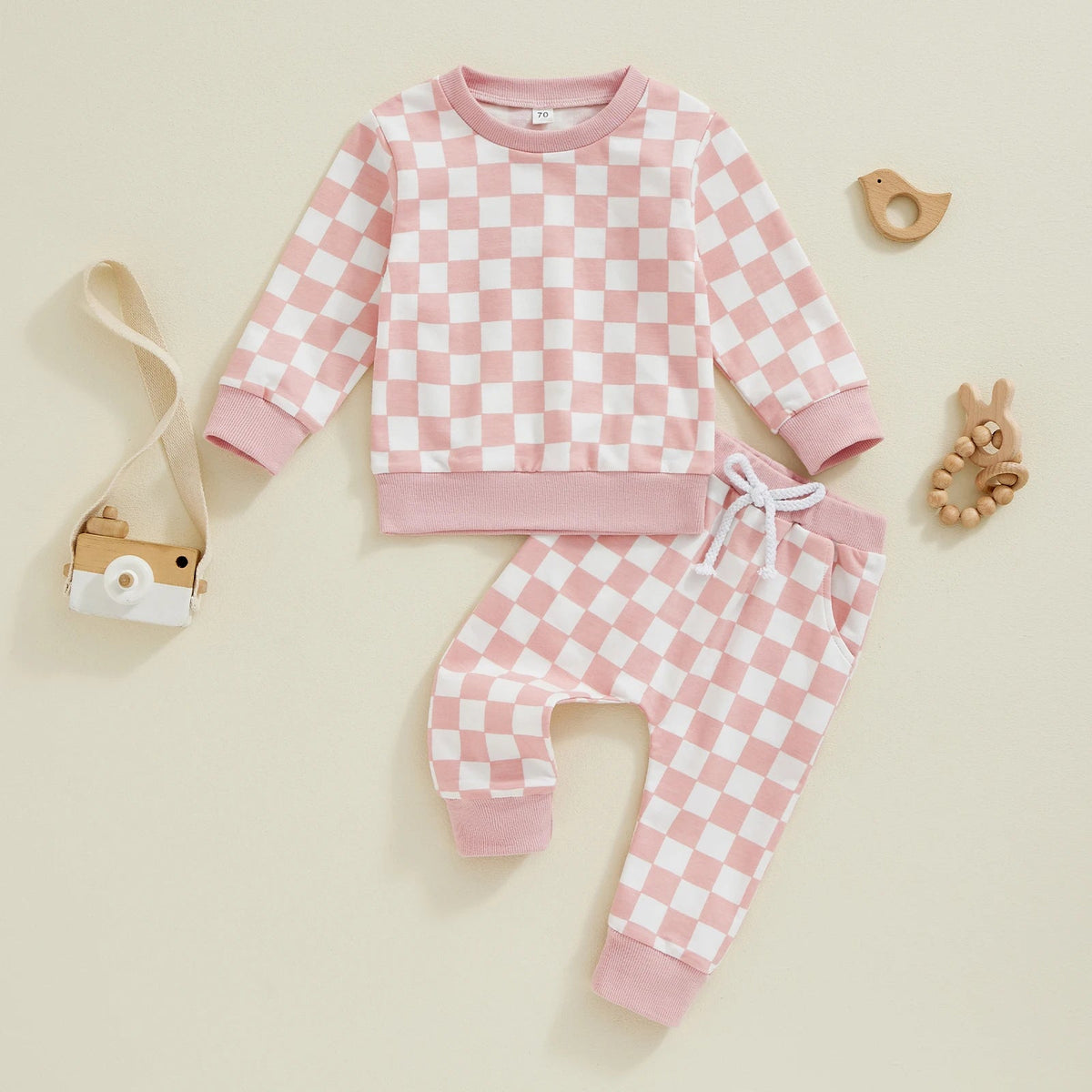 Pink Checkers Sweatsuit - The Ollie Bee