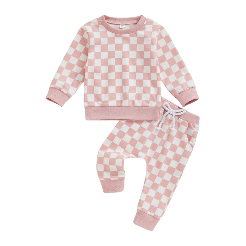 Pink Checkers Sweatsuit - The Ollie Bee