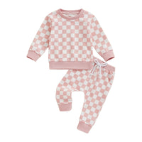 Pink Checkers Sweatsuit - The Ollie Bee