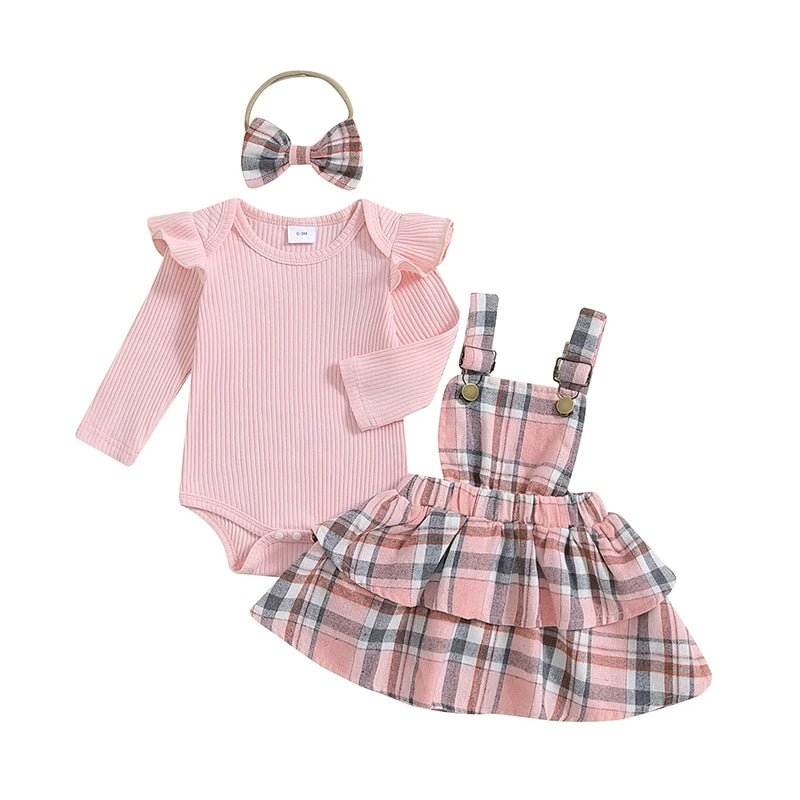 Plaid Overall Skirt Set - The Ollie Bee