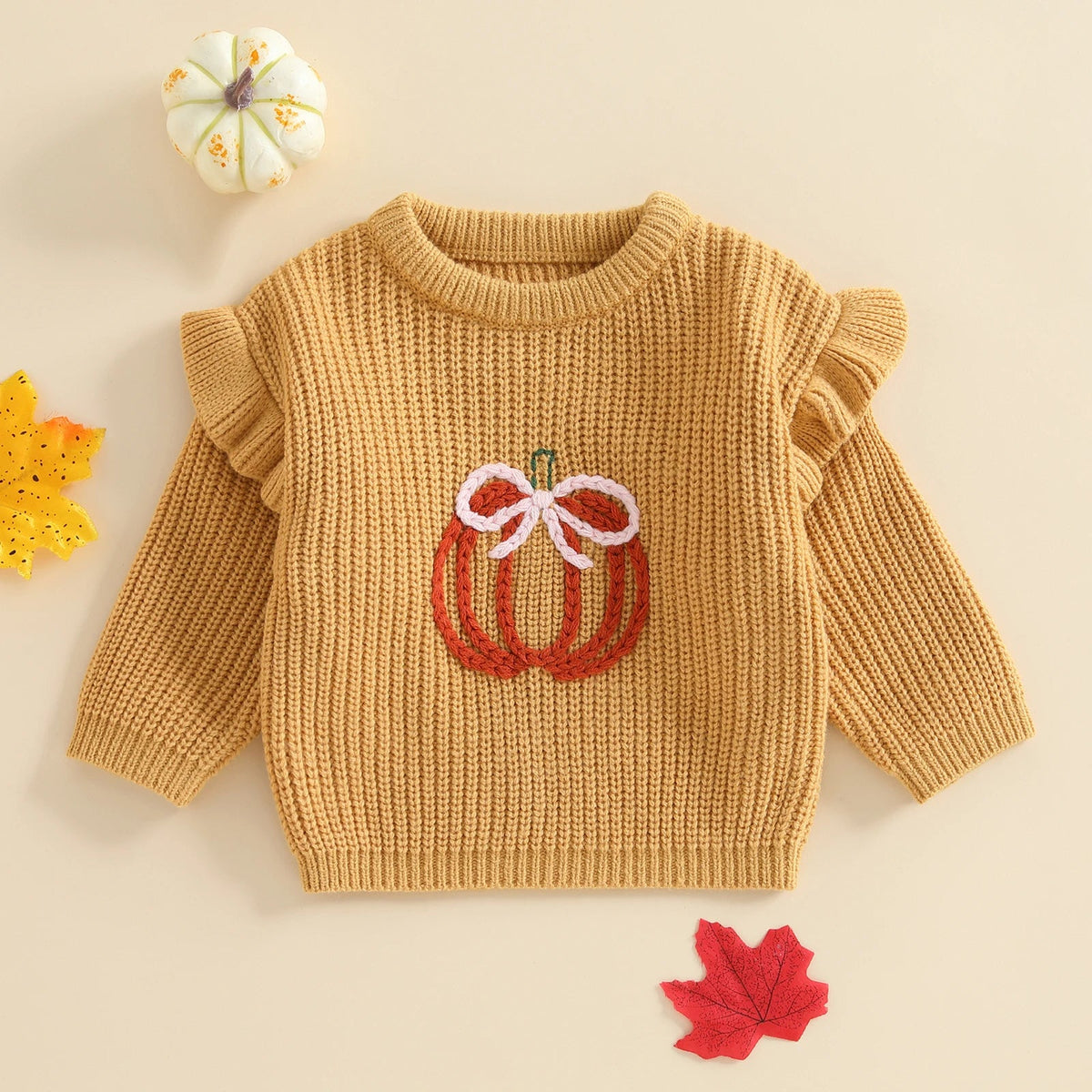Pumpkin Bow Knit Sweater - The Ollie Bee