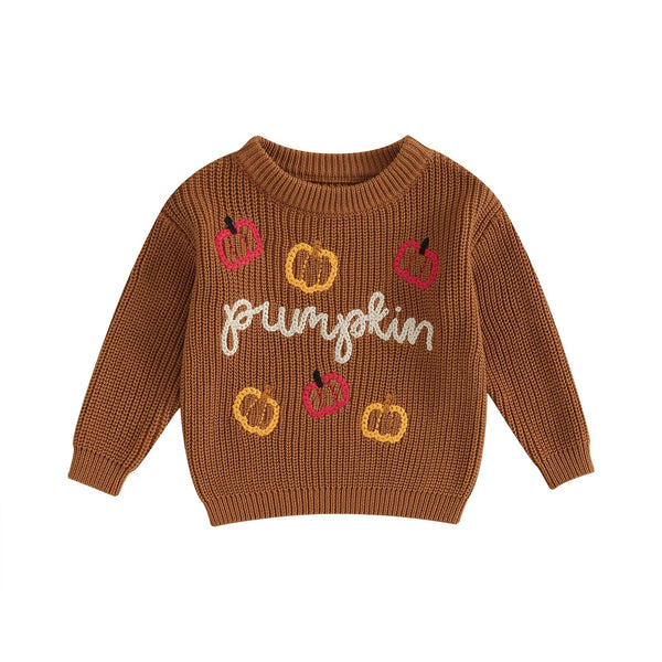 Pumpkin Embroidered Sweater - The Ollie Bee