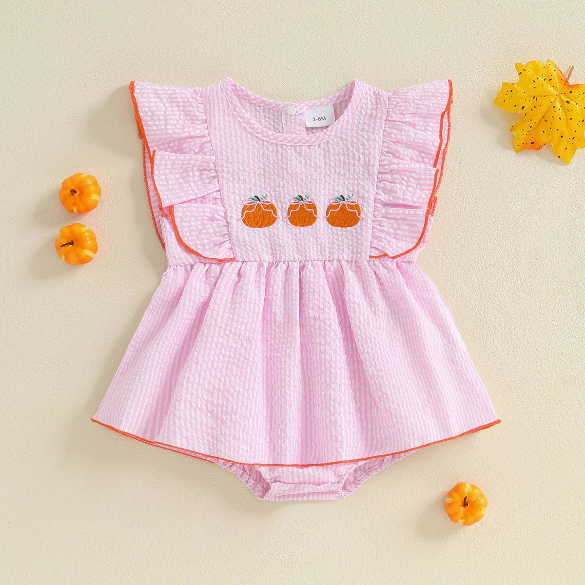 Pumpkin Pinstripes Onesie - The Ollie Bee