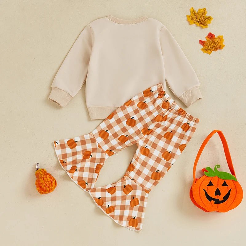 Pumpkin Plaid Flare Pant Set - The Ollie Bee