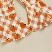 Pumpkin Plaid Flare Pant Set - The Ollie Bee