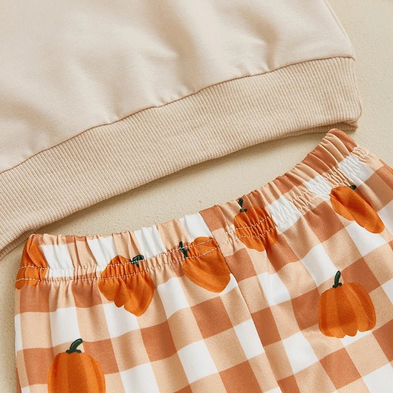 Pumpkin Plaid Flare Pant Set - The Ollie Bee