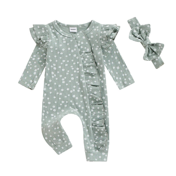 Ribbed Floral Footie Set - The Ollie Bee