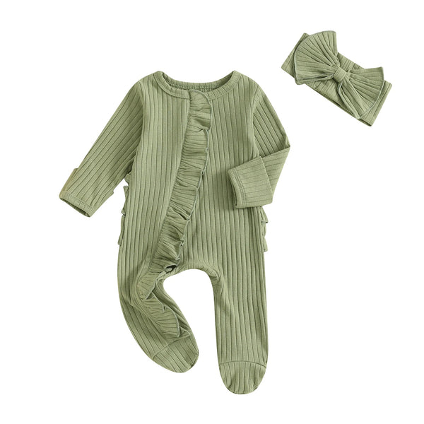 Ribbed Ruffle Footie Set - The Ollie Bee