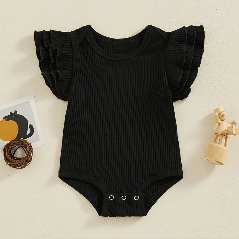 Ribbed Ruffle Sleeve Onesie - The Ollie Bee