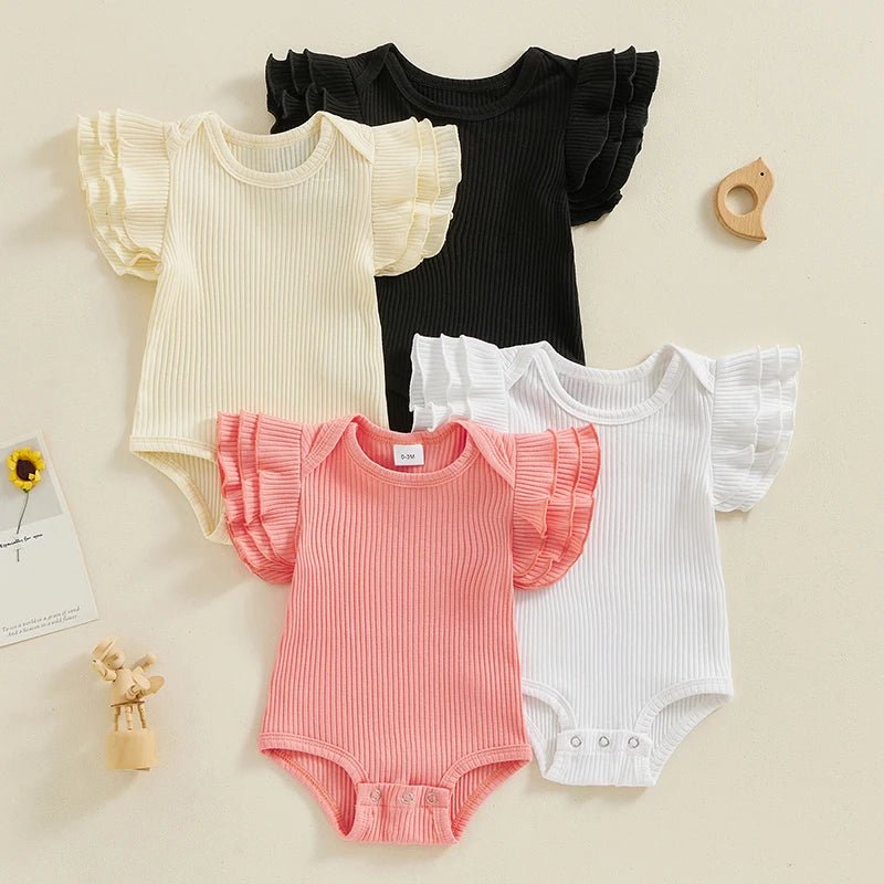 Ribbed Ruffle Sleeve Onesie - The Ollie Bee