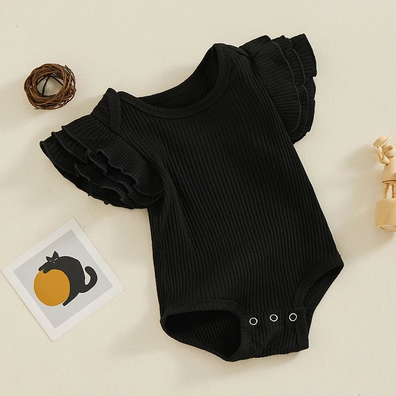 Ribbed Ruffle Sleeve Onesie - The Ollie Bee