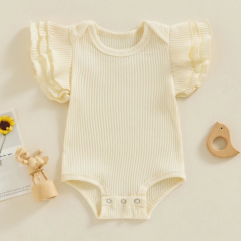 Ribbed Ruffle Sleeve Onesie - The Ollie Bee