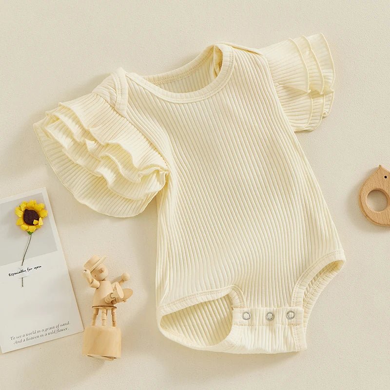 Ribbed Ruffle Sleeve Onesie - The Ollie Bee