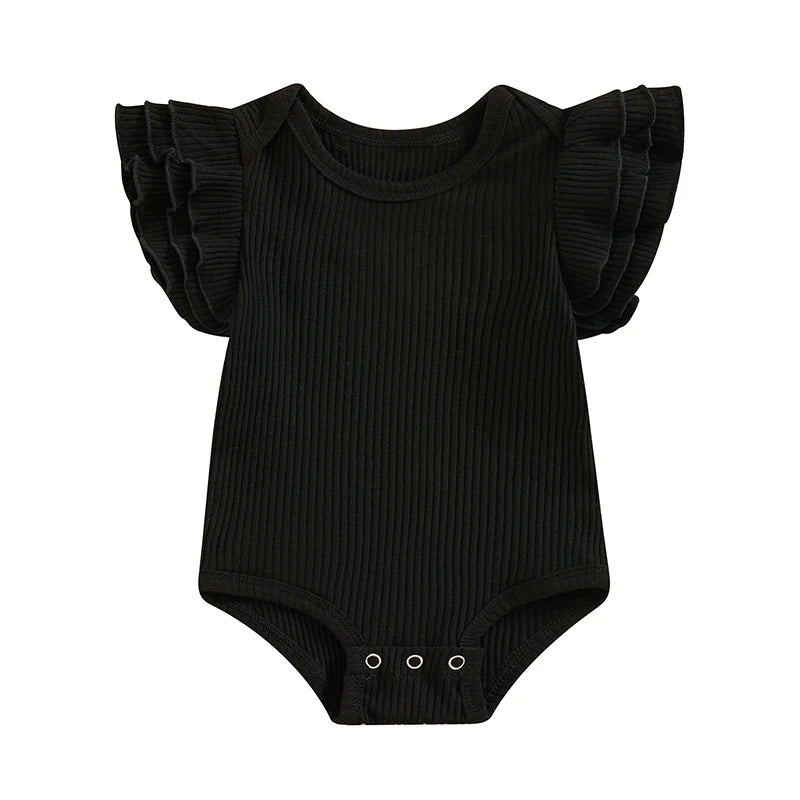 Ribbed Ruffle Sleeve Onesie - The Ollie Bee