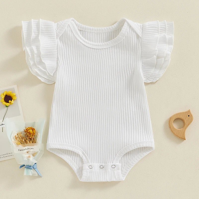 Ribbed Ruffle Sleeve Onesie - The Ollie Bee