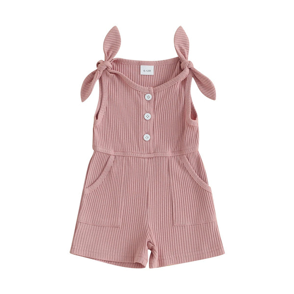 Ribbed Tie Sleeve Romper - The Ollie Bee