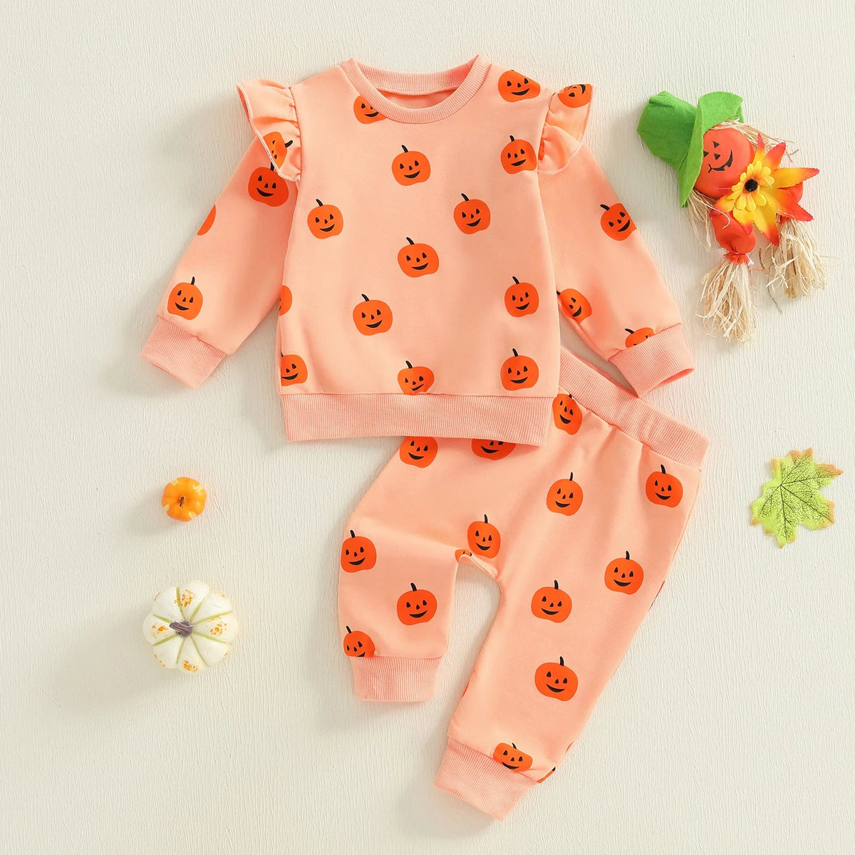 Ruffle Shoulder Pumpkin Set - The Ollie Bee