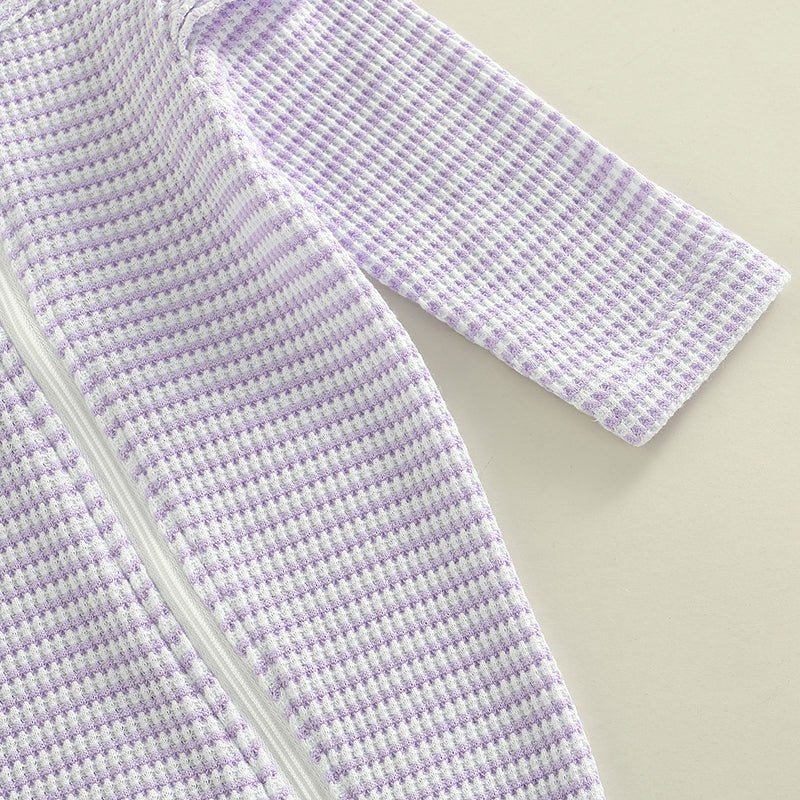 Ruffle Shoulder Striped Footie - The Ollie Bee