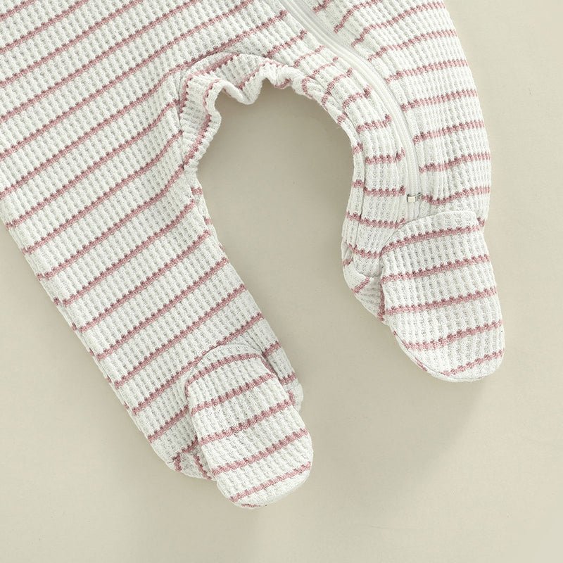 Ruffle Shoulder Striped Footie - The Ollie Bee