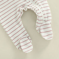 Ruffle Shoulder Striped Footie - The Ollie Bee