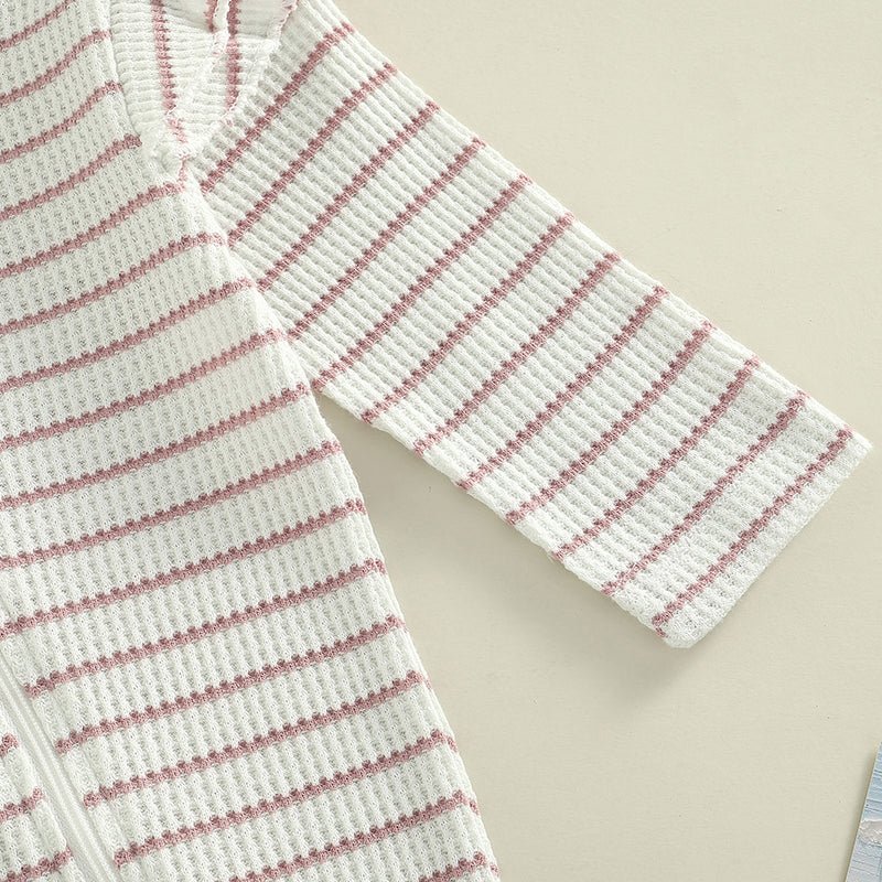 Ruffle Shoulder Striped Footie - The Ollie Bee