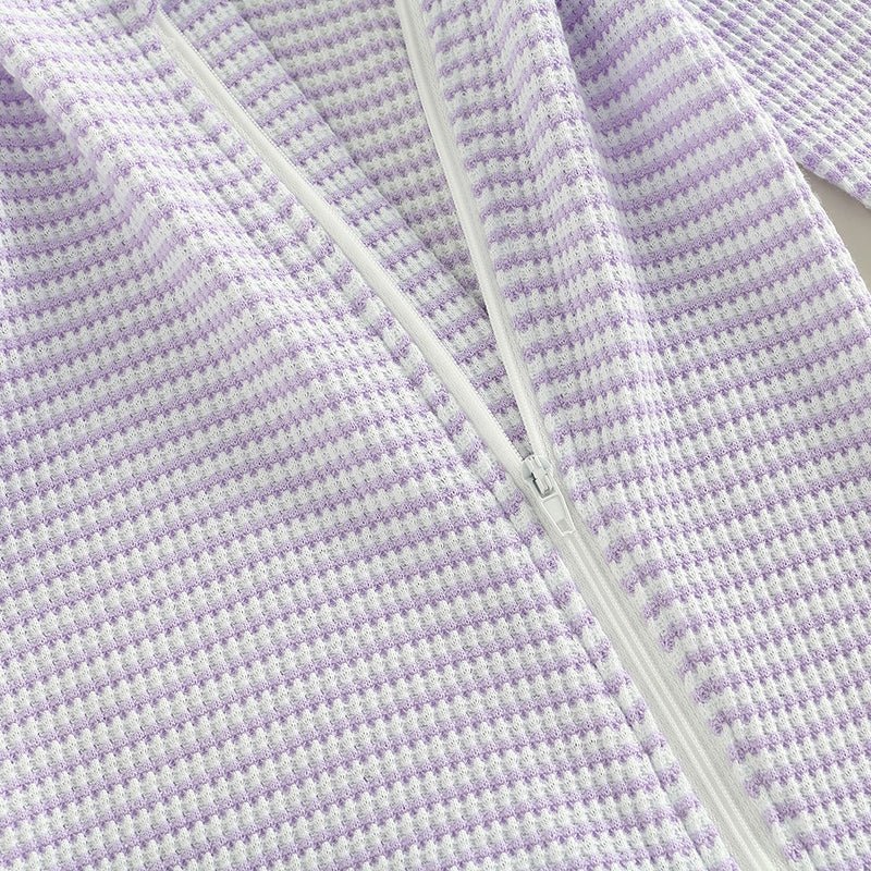 Ruffle Shoulder Striped Footie - The Ollie Bee
