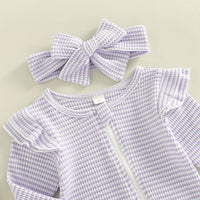 Ruffle Shoulder Striped Footie - The Ollie Bee