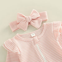 Ruffle Shoulder Striped Footie - The Ollie Bee