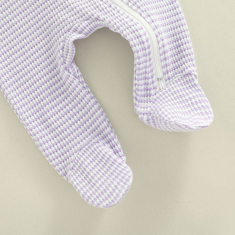 Ruffle Shoulder Striped Footie - The Ollie Bee