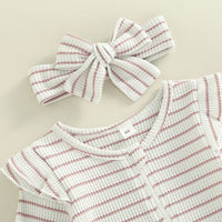 Ruffle Shoulder Striped Footie - The Ollie Bee