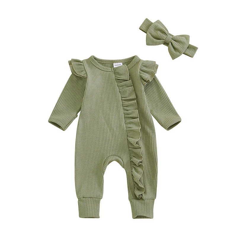 Ruffle Waffle Onesie with Headband - The Ollie Bee