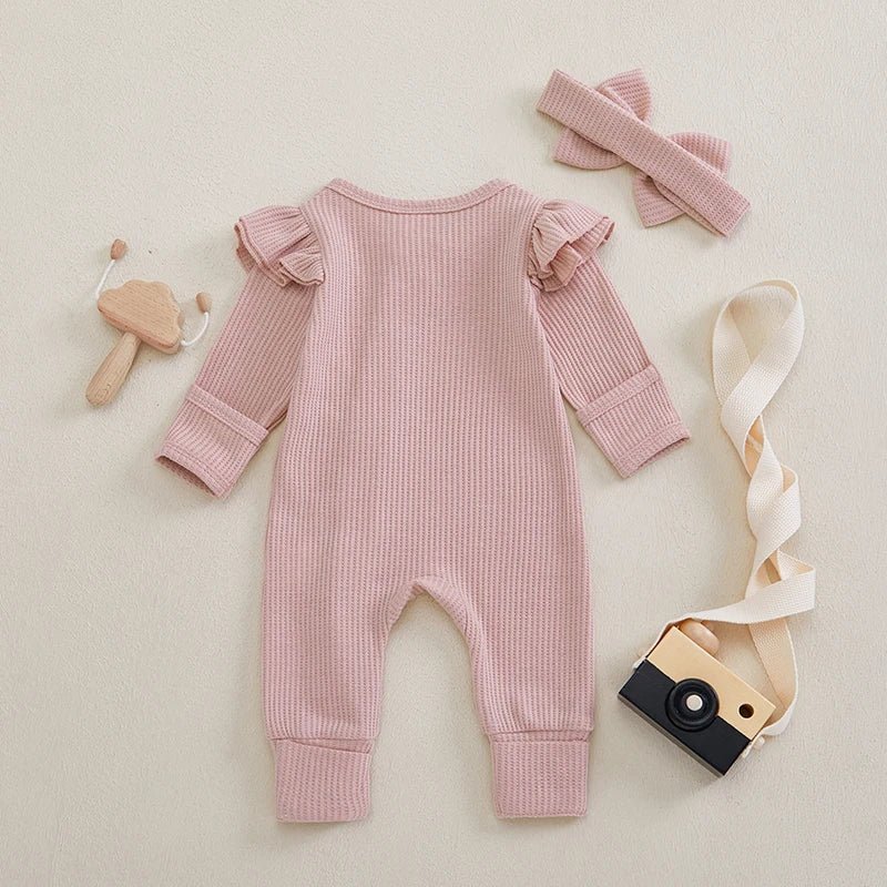 Ruffle Waffle Onesie with Headband - The Ollie Bee