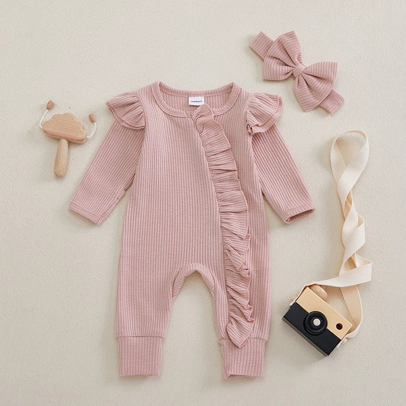 Ruffle Waffle Onesie with Headband - The Ollie Bee