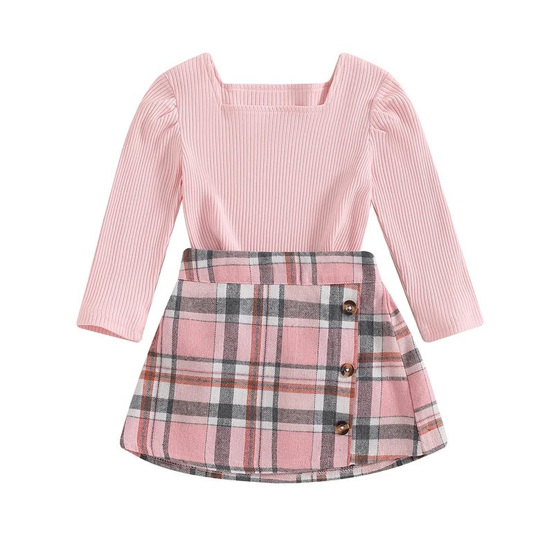 Square Neck Plaid Set - The Ollie Bee