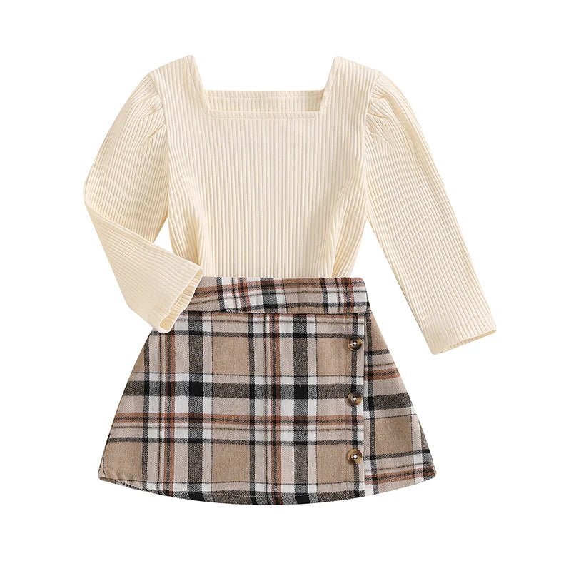 Square Neck Plaid Set - The Ollie Bee