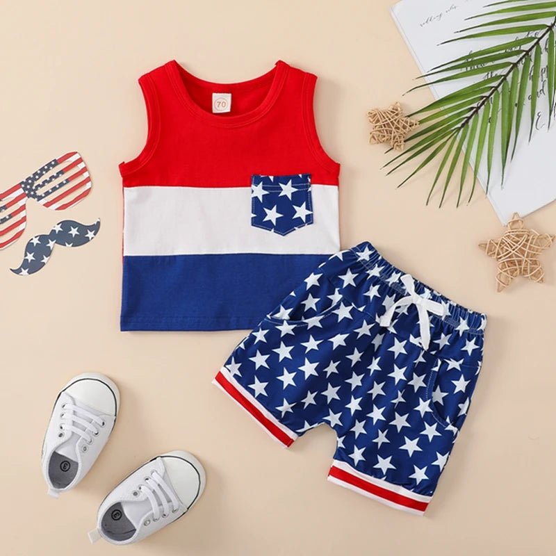Stars and Stripes Sleeveless Set - The Ollie Bee