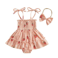 Strawberries & Cream Onesie Dress - The Ollie Bee