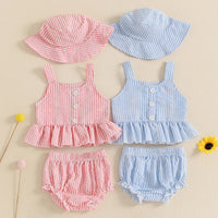 Striped Button Peplum Set - The Ollie Bee