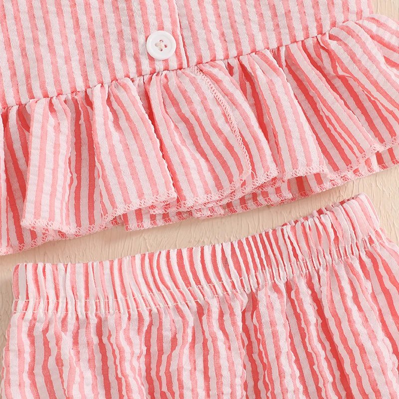Striped Button Peplum Set - The Ollie Bee