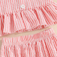 Striped Button Peplum Set - The Ollie Bee