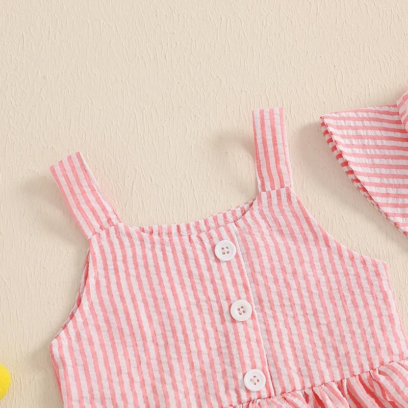 Striped Button Peplum Set - The Ollie Bee