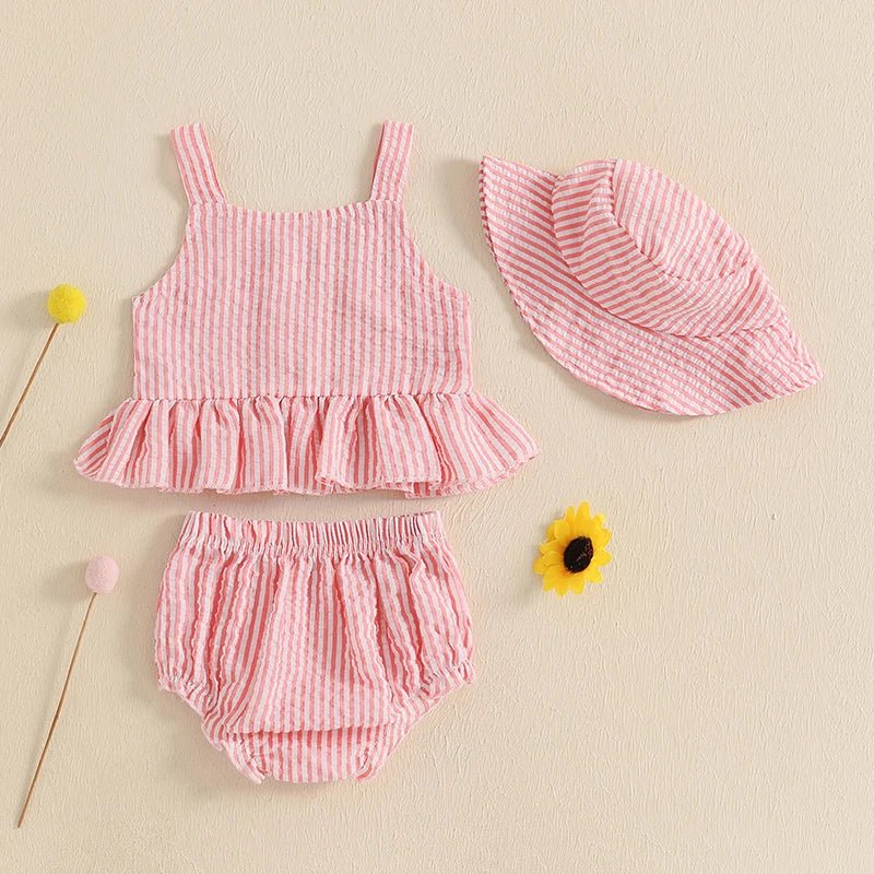 Striped Button Peplum Set - The Ollie Bee